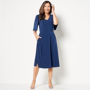 Girl With Curves Knit Midi Dress w Flutter Sleeve - Midnight (XLP) a504599